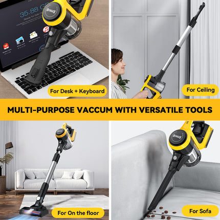 Cordless Vacuum Cleaner, 250W 20Kpa Stick Vacuum For Dewalt 20V18V Battery, 2 Mode Suction, 6In1 Lightweight Vacuum For Hardwood Floor Carpet Car Petbattery Not Include