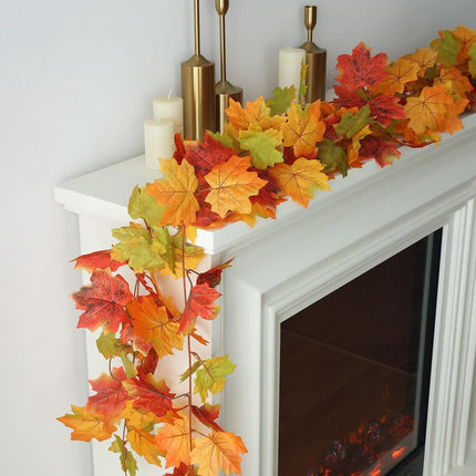 MIZII Fall Decor 3 Strands Artificial Maples Leaf Garland 6FT Autumn Maple Leaves Vines Fall Garland for Thanksgiving Halloween Home Porch Mantle Fireplace Farmhouse Harvest Decorations (Maple)