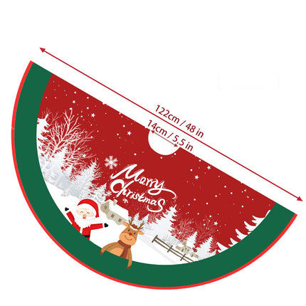 Christmas Tree Skirt Red and Green Tree Skirt Ornaments Soft Plush Christmas Tree Mat with Santa Snow Claus Deer for Decorations Holiday Party Indoor Outdoor 48 Inches