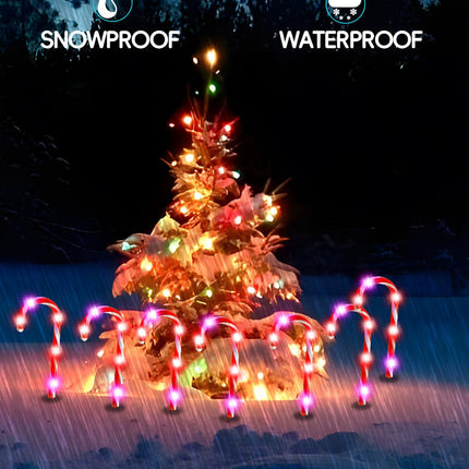 12 Pack Smart Christmas Pathway Lights Outdoor, DIY Chasing Effects Music Sync Timer APP Control RGB Candy Cane Lights, 10'' Outdoor Christmas Decorations for Yard Patio Walkway Garden, NO Extend