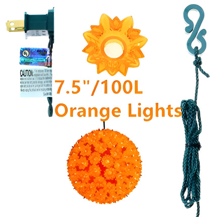 7.5" Orange Sphere Light, Commercial Grade and UL Decorative Lights, for Indoor and Outdoor Halloween, Christmas, Garden, Porch, Patio.