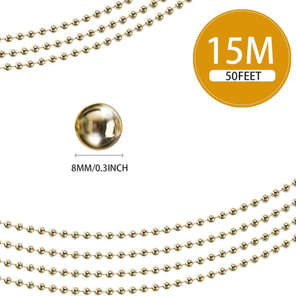 Dilunave 50 ft Christmas Tree Beads Garland Artificial Pearl Garland Chain Decor Plastic Faux Pearls Beaded Trims String Beaded Garland for Xmas Tree Mantle DIY Holiday Decoration Supplies(Gold)