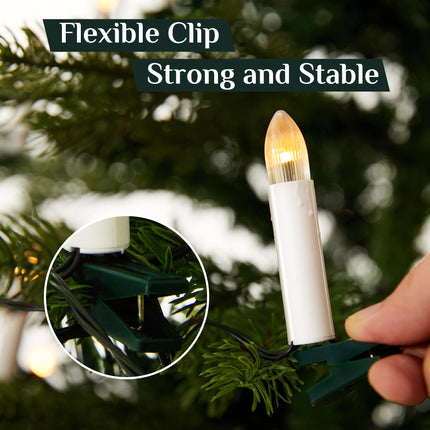 50 Pcs Christmas Flameless Candles Lights, Candle Lights with 3 Color & 11 Mode Remote Control, 3D Flickering LED Candle String Lights for Christmas Trees, Fireplaces, Church, Wedding