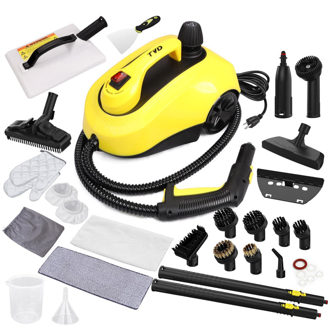Uniqus Steam Cleaner, Heavy Duty Canister Steamer With 28 Accessories, Steam Mop With 5M Extralong Power Cord For Home Floor Cleaning, Grout, Wallpaper Removal, Upholstery, Car Detailing