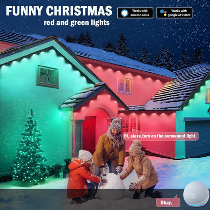 Permanent Outdoor Christmas Lights 100ft,Smart RGB Outdoor Lights Color Changing Eave Lights with 63 Scene Modes, IP67 Waterproof Permanent Holiday Lights Outdoor,APP,Voice,Remote Control