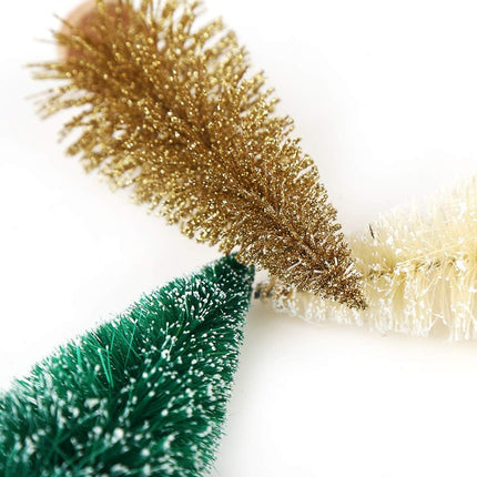30 Pieces Miniature Sisal Frosted Christmas Trees Bottle Brush Mini Trees Plastic Tabletop Trees Ornaments for Christmas Room Decor Home Table Top Decoration and Crafts