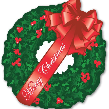 Merry Christmas Wreath Magnet by Magnet America Is 6.5" x 6" Made for Vehicles and Refrigerators