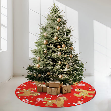 Christmas Tree Skirt Red Tree Skirts Golden Doodle Xmas Tree Skirt Tree Mat 48 Inch Dog Winter Christmas Decorations for Home