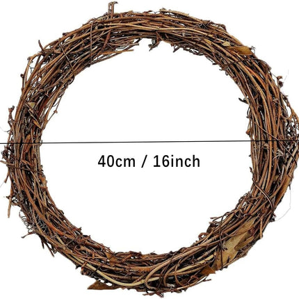 16inch Large Natural Grapevine Wreath Rings Rattan Vine Branch Wreath Hoop for DIY Craft Wreath Christmas Easter Holiday Decoration Seasonal Decors (1pcs 40cm/16inch)