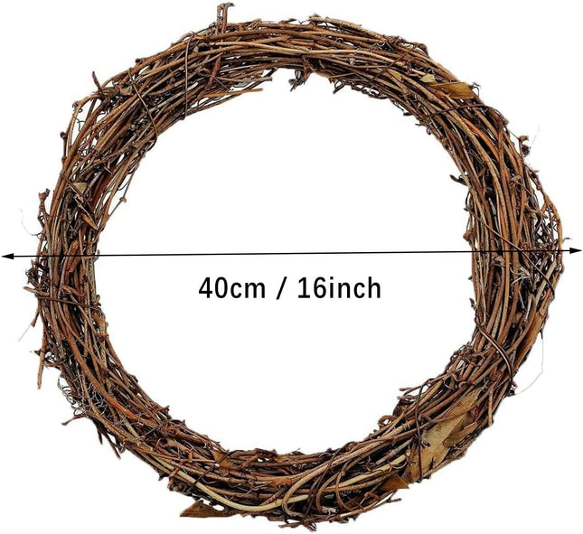 16inch Large Natural Grapevine Wreath Rings Rattan Vine Branch Wreath Hoop for DIY Craft Wreath Christmas Easter Holiday Decoration Seasonal Decors (1pcs 40cm/16inch)