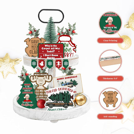 National Lampoons Christmas Vacation Decorations, Funny Christmas Vacation Tiered Tray Decor, Rustic Wooden Bead Garland, Farmhouse Table Mantel Decor, Griswold Family Christmas Vacation Merchandise s