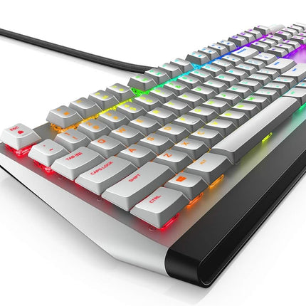 New Alienware Low-Profile RGB Gaming Keyboard AW510K Light, Alienfx Per Key RGB Lighting, Media Controls and USB Passthrough, Cherry MX Low Profile Red Switches, Lunar light