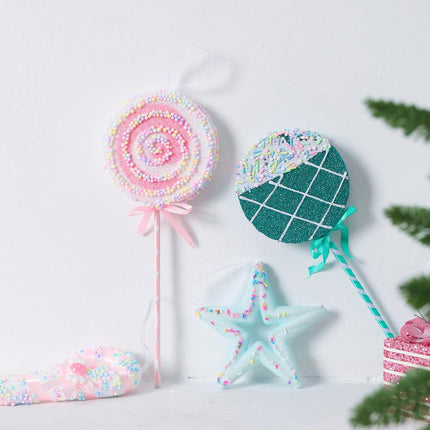 LANGXUN 6pcs Candy Land Christmas Decoration, 10 inch Lollipop Hanging Candy Cane Christmas Tree Décor, Christmas Ornaments Crafts, rbol de Navidad Decoración, Indoor Outdoor Xmas Party