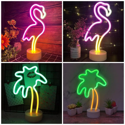 UrsaMajor 2 Packs Neon Signs, Pink Flamingo and Green Palm Tree Neon Wall Decor Lights USB/Battery Powered Neon Lights for Bedroom Birthday Party Christmas s (Flamingo&Palm Tree)