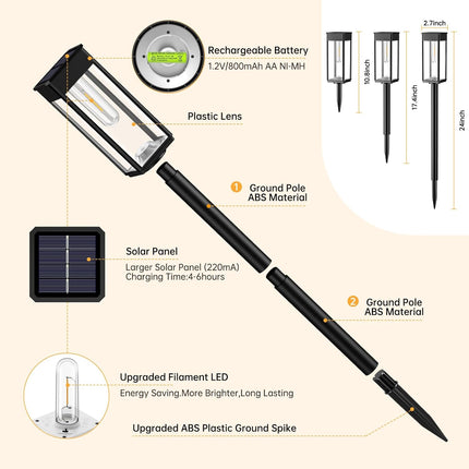 Solar Pathway Lights For Outside Garden,4 Pack Bright Garden Lights Solar Outdoor, Waterproof Solar Lights For Yard Patio Lawn