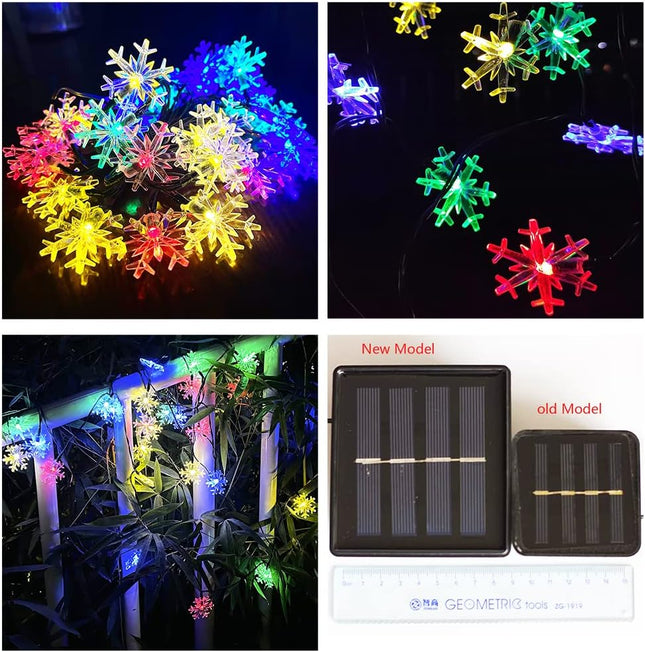 Solar Christmas Fairy String Lights 20 ft 30 LED 8 Modes Solar Snowflake Outdoor Waterproof Powered String Lights for Garden Patio Yard Home Christmas Tree Parties(Multicolor)