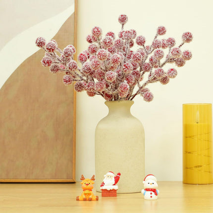 36 Pack Frosted Red Berries Stems Snowy Waterproof Holly Berry Christmas Picks Sprays Artificial Flower for Christmas Tree Decorations Wreath DIYs Crafts Vase Wedding Xmas Ornament Home Decor