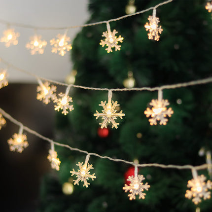 WATERGLIDE 2 Pack Christmas Snowflakes Lights, 50LED 24FT Outdoor Xmas Decorative String Lights, 8 Lighting Modes & Timer, Battery Operated Waterproof for Bedroom Party Garden Home Decor, Warm White