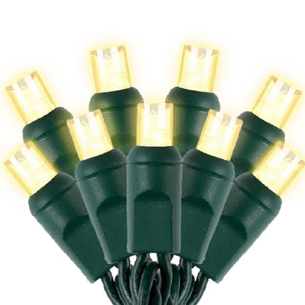 Warm White LED Christmas Lights Outdoor– 50ft 100 Counts Commercial Grade Outdoor Waterproof Green Wire Tree Lights, 5mm Wide Angle Plug in for Xmas, UL, IP:65