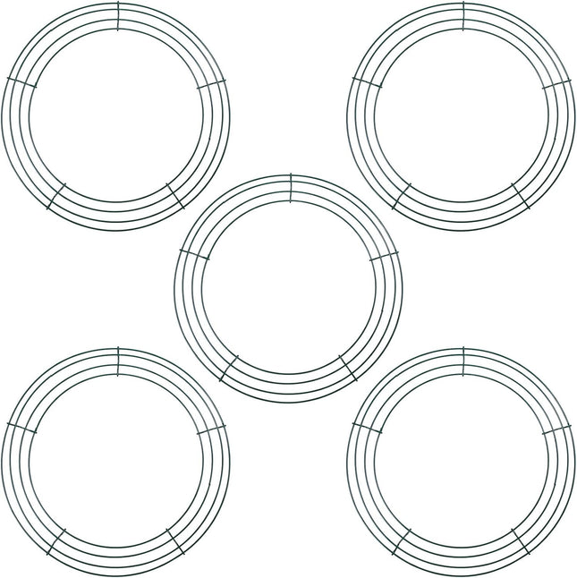 URATOT Wire Wreath Frame Round Christmas Dark Green Wreath Frame Metal DIY Floral Crafts Wire Wreath Ring Round for Year Thanksgiving Valentines Day Decorations (5, 12 inch)
