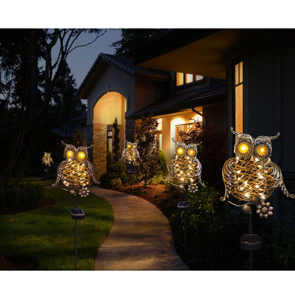 Homeleo Rustic Solar Owl Lights, Outdoor Garden Decorative Owl Stake with Glowing Eyes, Waterproof Pathway Landscape Lighting for Yard Decor, Halloween Christmas Decorations, Unique Garden Decor