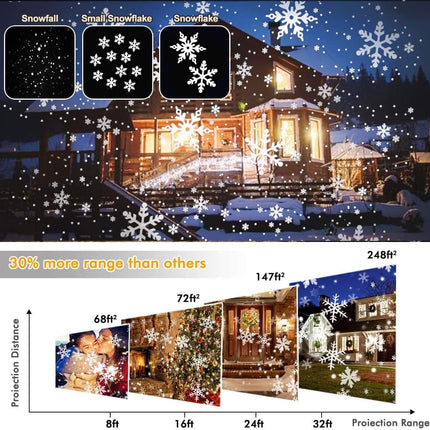 Callenbach Christmas Projector Lights, Snowflake Projector Rotating Christmas Snowfall Lights with 2 Film for Christmas Holiday Party Garden Indoor & Outdoor Decorations