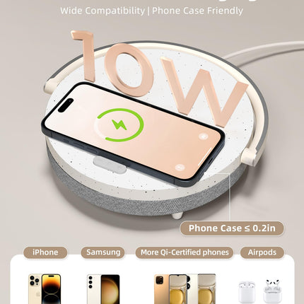 EZVALO for Her, Music Table Lamp with Wireless Charger, 4 in 1 Touch Bedside Lamp, Portable Bluetooth Speaker, Phone Holder, Dimmable LED Night Light Birthday s for Women, Men, Dad, Mom