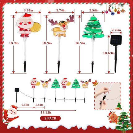 12 Pcs Solar Christmas Pathway Lights, Xmas Garden Stake Lights Outdoor Decorations, Lighted Figurine Lights of Snowman, Santa, Reindeer, 8 Modes, Walkway Entrance Lawn Yard Decor