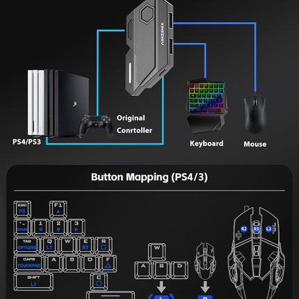 Keyword and Mouse Adapter for Nintendo Switch/Xbox One/PS4/PS3, AIMVICE Keyboard Adapter & Xbox Keyboard Adapter, Perfect for Games Consoles for FPS, TPS and RTS [2023 Upgrade Version]