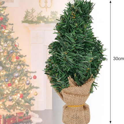 Mini Christmas Tree Tabletop Decoration PVC Cloth Xmas Party Ornament Desk Tree Home Holiday Party Decor(30cm)