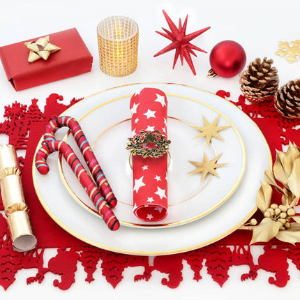 ZeeDix Christmas Wreath Napkin Rings Set of 6, Holiday Napkin Rings Christmas Napkin Ring Holders for Cloth Napkins, Xmas Napkin Rings for Christmas Thanksgiving Holiday Dinner Party Table Setting