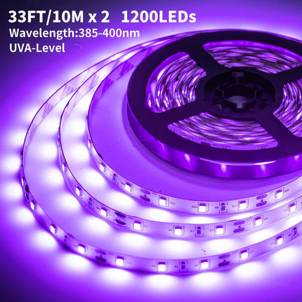 66ft Dimmable Black Light Strip & Remote, 1200 LEDs 12V Flexible LED Blacklight Strip, 20m LED Ribbon, Non-Waterproof Black Lights for Glow Party Birthday Halloween Christmas Party Body Paint