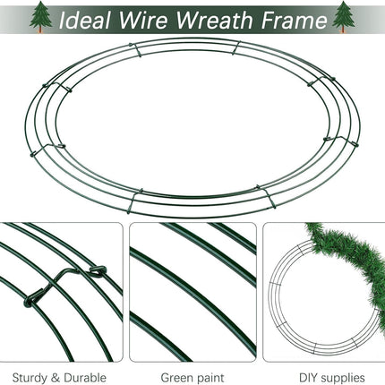 Aodaer 24 Pack 14 Inch Wire Wreath Frame Christmas Dark Green Wire Wreath Ring Round Metal DIY Floral Crafts Wire Wreath for Halloween Year Holiday Valentines Day Decorations