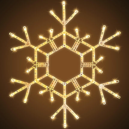 Brightown Christmas Snowflake Lights Outdoor, 108 LED 36" Folding Big Snowflake Hanging Lights, Waterproof Christmas Decorations Window Lights for Indoor House Porch Eave Pergola, Warm White