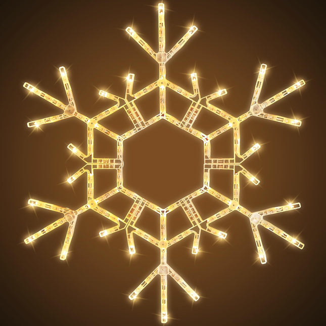 Brightown Christmas Snowflake Lights Outdoor, 108 LED 36" Folding Big Snowflake Hanging Lights, Waterproof Christmas Decorations Window Lights for Indoor House Porch Eave Pergola, Warm White