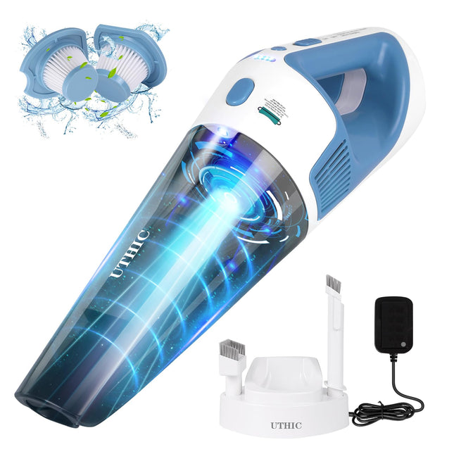 9500Pa Hand Held Vacuum Cordless With Charging Dock，Car Vacuum Cleaner Portable Cordless Rechargeable, Small Kitchen Vacuum Handheld For Car With Led, 2 Washable Filters & Large Dirt Bowl
