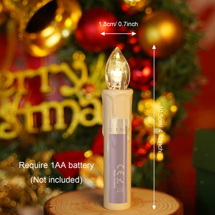 Flameless Christmas Tree Candles Decor, LED Flameless Window Candles with Remote, Flickering Warm White Lights, Fit for Christmas Garden Birthday Home Party Holiday Decoration/ 10PCS