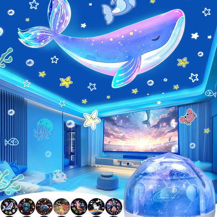 Night Light for Kids + 21 Sets of Films, Projector Night Light for Kids Bedroom, Ceiling, Star Galaxy Projector with 360° Rotation for Baby Girls Boys, Birthday, Christmas, Baby Nursery, Room Decor