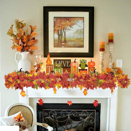 DILATATA 2 Pack 5.5ft/Pieces Fake Fall Maple Leaves Garland for Mantle Artificial Autumn Foliage Garland Fall Decor for Home Wedding Fireplace Party Hanging Vine Garland