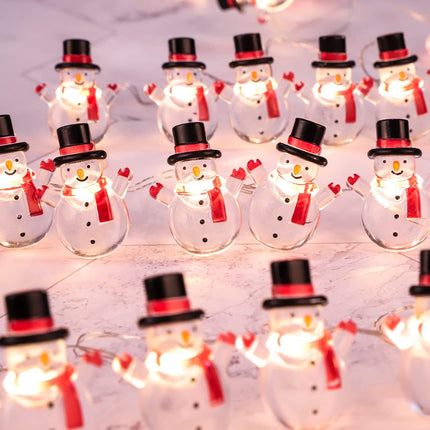 Silverstro Snowman Christmas String Lights: 10 Ft 30 LED USB & Battery Powered Fairy Lights with Remote - Kid's Room Bedroom Kitchen Party Xmas Tree Decor