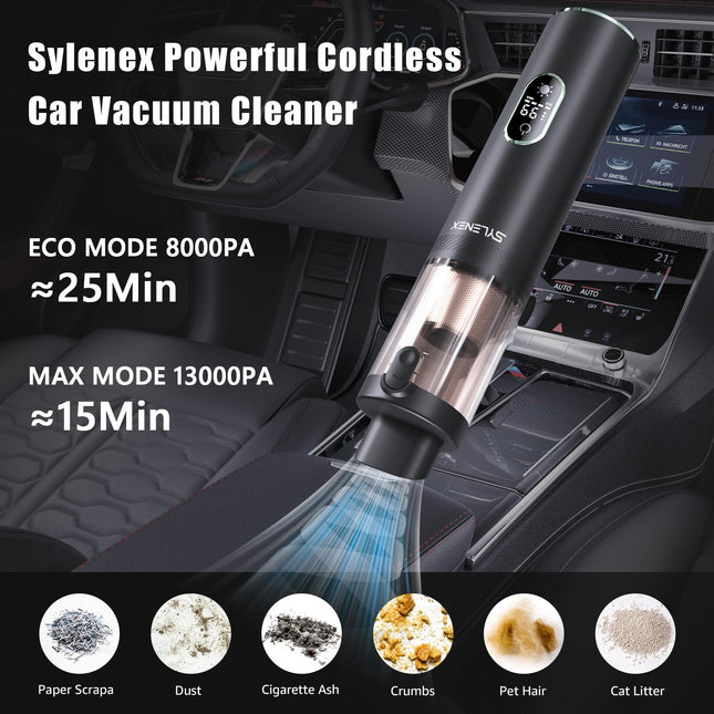 Car Vacuum Cleaner High Power,13000Pa High Power Portable Vacuum With Led Display, 2 Speeds, 30 Mins Runtime, 2In1 Cordless Vacuum Cleaner With Air Duster For Home, Car, Outdoor, Pet