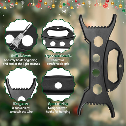 8PCS Christmas Light Storage Holder, Holiday Light Organizer Reels Plastic Rope Winder String Light Storage for Tree Lights Extension Cord Beads Garland(Black)