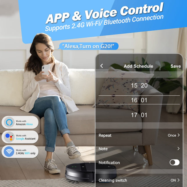 Robot Vacuum And Mop Combo, Appvoice Control, Robot Vacuum Cleaner 2 In 1, Daily Schedule, Max Strong Suction, Selfcharging, Robotic Vacuum Cleaner Ideal For Carpet, Hard Floor, Pet Hair