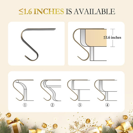 Christmas Stocking Holders for Mantle Set of 4, Heavy Duty Damage Stocking Hangers with Non-Slip Strips Mantle Fireplace Stocking Hooks for Christmas Party Decoration Bronze