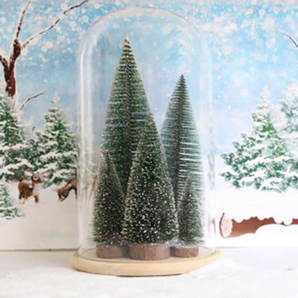 5pcs Mini Christmas Tree, Wooden Base Small Bottle Brush Christmas Tree, Christmas Village Small Christmas Tree, Suitable for Desktop Christmas Decoration, Holiday Party Decoration Crafts