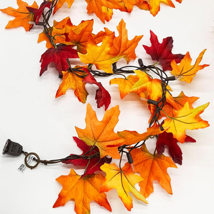 Maple Leaf String Lights Fall Garland Plug in, Autumn Leaf Fairy Lights, Fall Leaves Garland with Decorative Lights for Thanksgiving Harvest Christmas Festival Indoor Outdoor Decoration 12ft 50 Bulbs