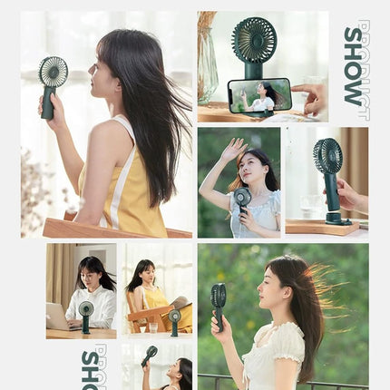 Handheld Mini Fan, Portable Usb Rechargeable 3 Speeds Personal Small Desk Table Fan With Base, 822 Working Hours For Travel/Commu