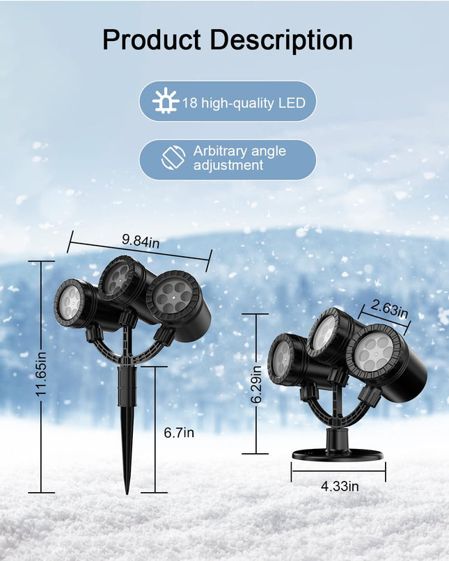 Snowflake Projector Light Outdoor, est IP65 Waterproof Christmas LED Lights,Rotating Snowfall Lamp Brighter LED Landscape for Xmas Holiday Indoor Outdoor Garden Party Decoration