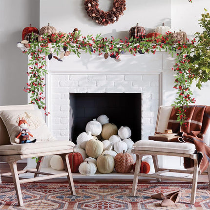 Artiflr 5.83 FT Red Berry Christmas Garland with Pine Cone Garland Artificail Berry Garland Indoor Outdoor Garden Gate Home Decoration for Winter Holiday Year Decor