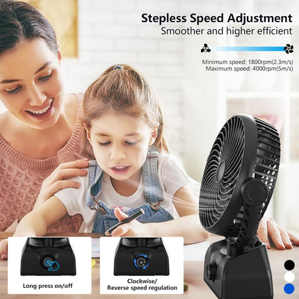 Desk Fan Oscillating Fan, 10000Mah Rechargeable Battery Powered Rotating Table Fan With Stepless Speed, Quiet Office Fan 120°Osci